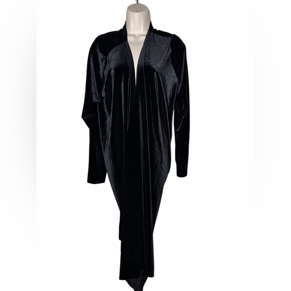 Norma Kamali Drape Back Cardigan in Black Velvet Large NEW - Picture 2 of 12
